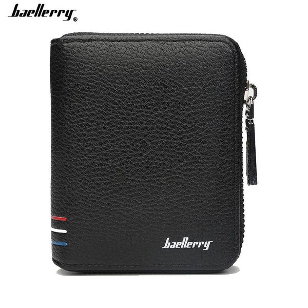 

wallets men wallet short leather man fashion card purse for male zipper with coin pocket clutch, Red;black