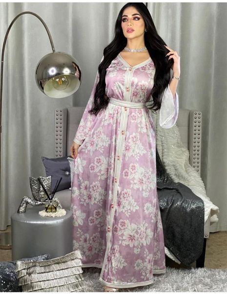 

casual dresses long sleeve maxi dress for women sweet blue pink dubai abaya fashion ribbon trim v neck jalabiya muslim fall 2021, Black;gray