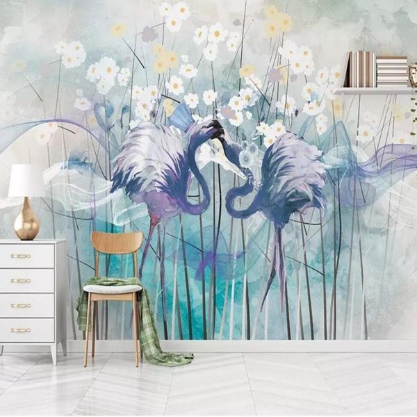 

wallpapers dropship custom large 3d wallpaper mural nordic vintage forest hand painted wood flamingo background wall paper