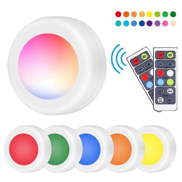 

under cabinet light remote controller dimmer&timing puck night lamp 16color for cupboard showcase wardrobe bedroom lighting