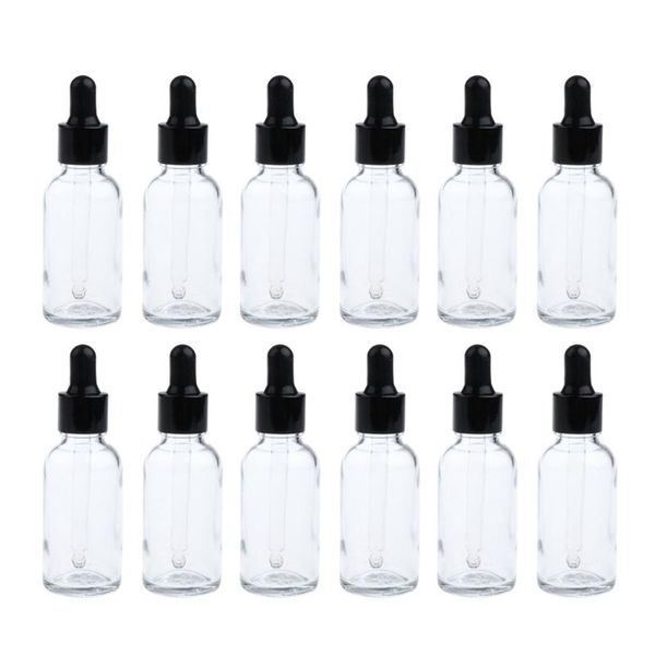 

storage bottles & jars 12 pieces empty glass for essential oils with eye droppers 30 ml (1oz) oils, colognes perfumes