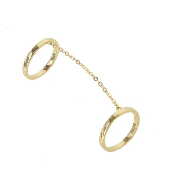 

cluster rings fashion jewelry vintage gold color chain link two for women double ring wedding love anillos, Golden;silver