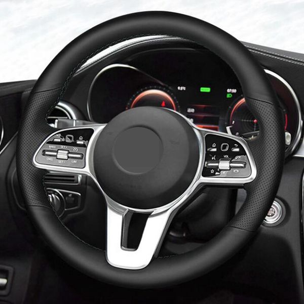 Capa do volante de carro DIY Couro artificial preto antiderrapante para Mercedes Benz uma classe 2019-2020 GLC GLB 2020 CLS 2018-2020