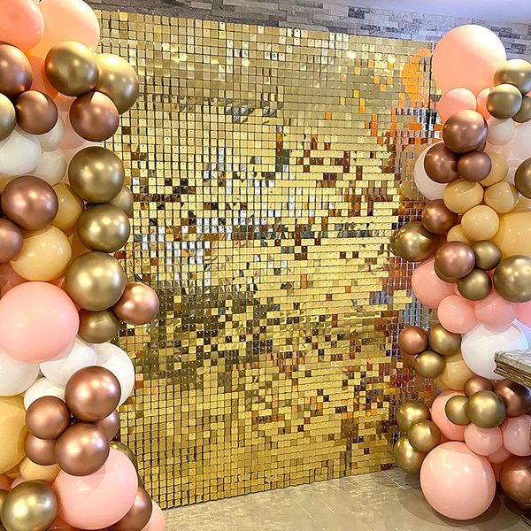 

light gold shimmer sequin wall panel sparkle metallic active spangle art decor backdrops po party event marketing venue show decoration