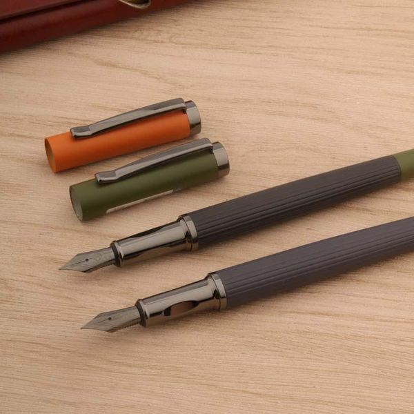 

fountain pens posture correction 022 pen metal stripe frosted gun grey nib stationery school supplies ink