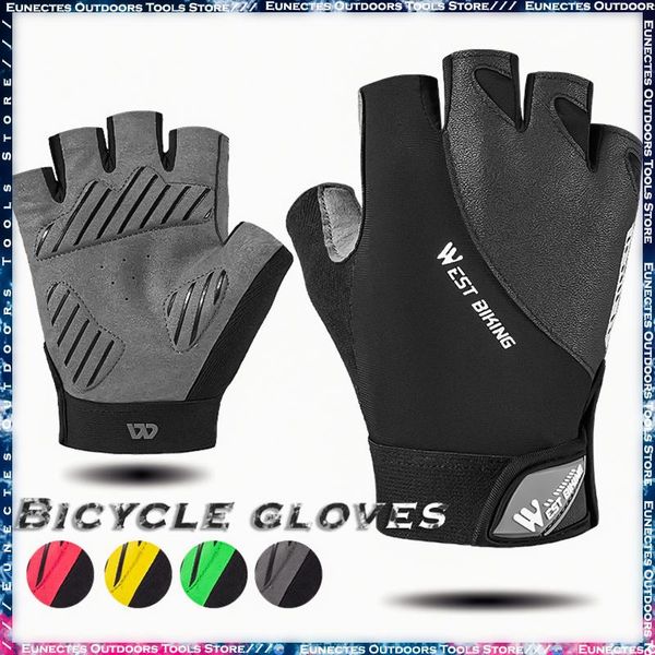 

cycling gloves half-finger non-slip bike slip sweat gel bicycle mtb road sports mitten bikeaccessories, Black