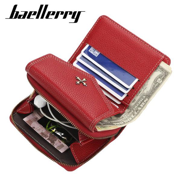 

wallets 2021 short women brand sequined pu female card holder purse zipper wallet for girl, Red;black