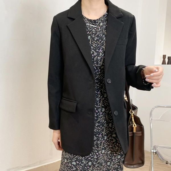 

women's suits & blazers [ewq] korea chic casual fashion women lapel solid color single-breasted loose long-sleeved blazer autumn 2021 1, White;black