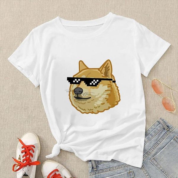 

funny dog femme womens men fashion white crop short sleeve streetwear comfy summer soft girl aesthetic