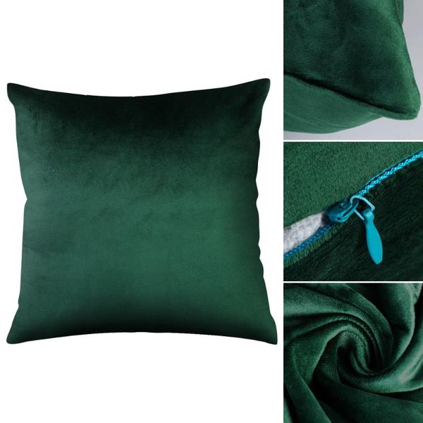

cushion/decorative pillow 1pc solid color emerald velvet cushion cover throw case sofa car home decor zip up modern fashion