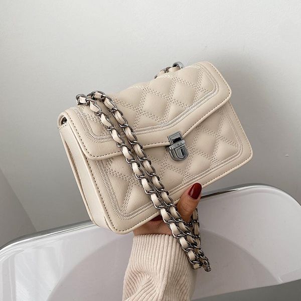 

shoulder bags lingge small pu leather flap crossbody bag for women 2021 classic fashion luxury chain handbags and purses