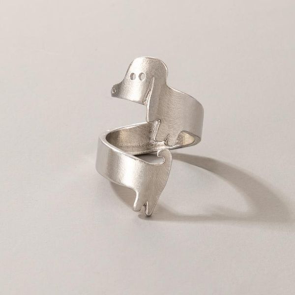 

cluster rings huatang cute dog ring for women funny animal silver color alloy opening finger female cosplay party jewelry wholesale 20117, Golden;silver