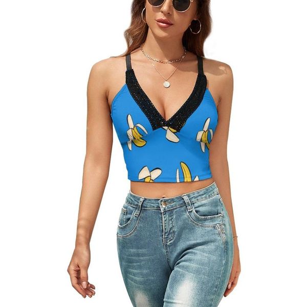 

women's tanks & camis banana tank strap colorful female camisole street wear rave custom crop, White