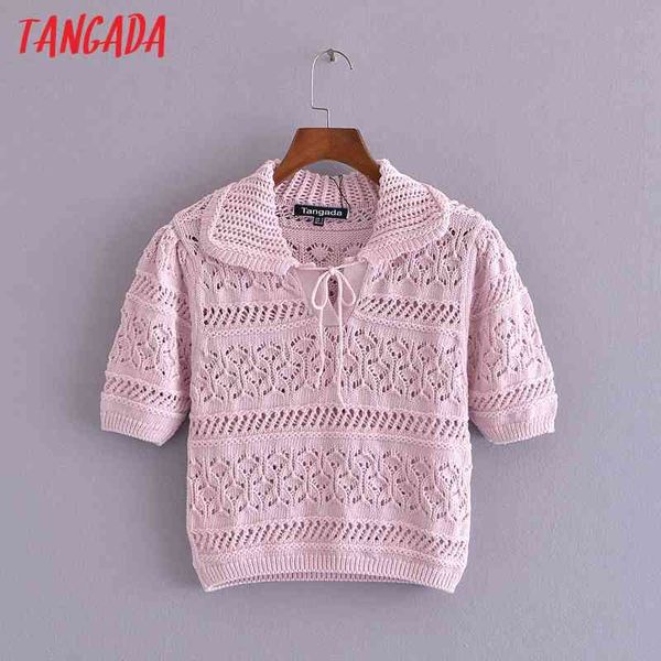 

women summer pink hollow out twist knitted sweater jumper female elegant pullovers chic 3h304 210416, White;black