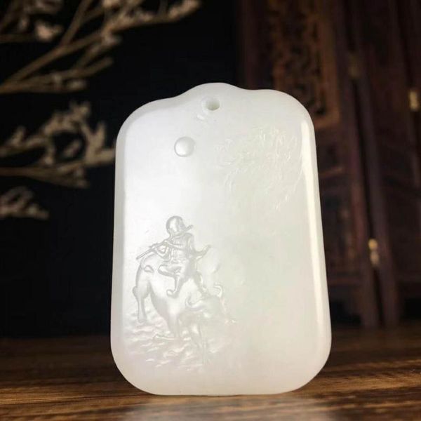 

lockets h72#hetian jade white pendant, is warm and delicate, Silver