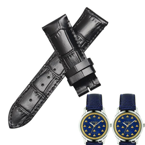 

watch bands wentula watchbands for g-timeless ya1264122 calf-leather genuine leather straps band, Black;brown