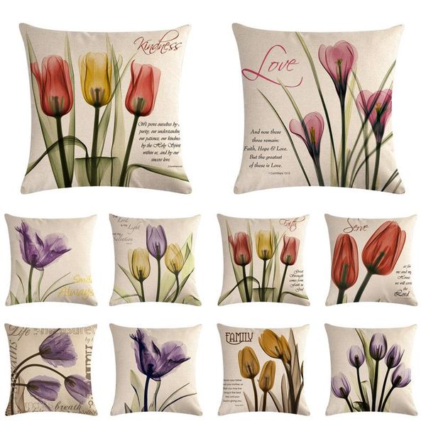 

cushion/decorative pillow 45cm*45cm hand-painted transparent flower pattern linen/cotton throw covers couch cushion cover home decorative pi