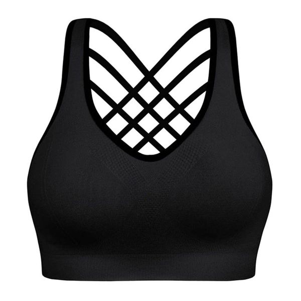 

yoga outfit elastic crop casual wirepadded gym workout shockproof soft women sports bra cross back summer running push up