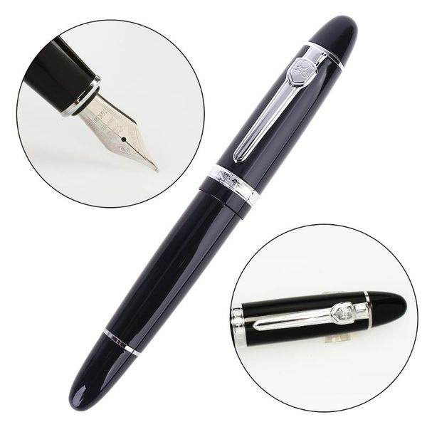 

jinhao 159 black and silver m nib fountain pen thick pens