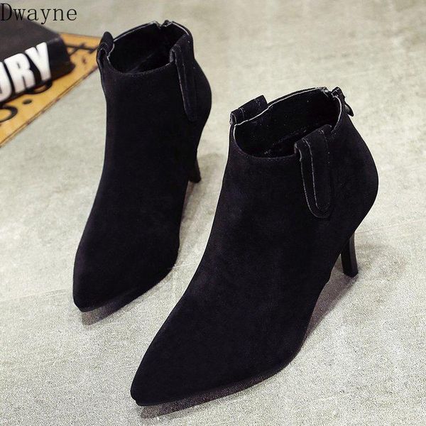 

boots 2021 suede pointed high heel women's, Black
