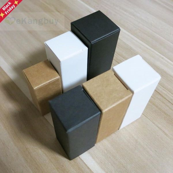 

100pcs- white / black kraft paper box for essential oil sprays cosmetic samples packaging gift wrap