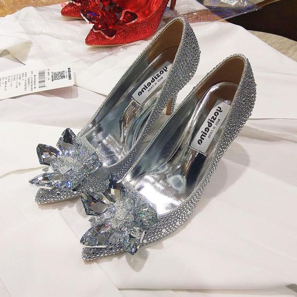 

dress shoes designer pumps silver cinderella crystal rhinestone pointy toe stiletto stripper high heels prom evening bride wedding, Black