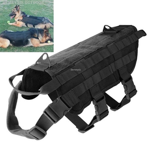 

military army molle service dog vest plate carrier tactical equipment wargaming cs training working pet vests hunting jackets, Camo;black