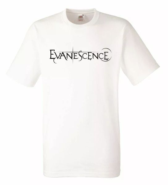 

evanescence logo white mens t-shirt men rock band tee shirt, White;black
