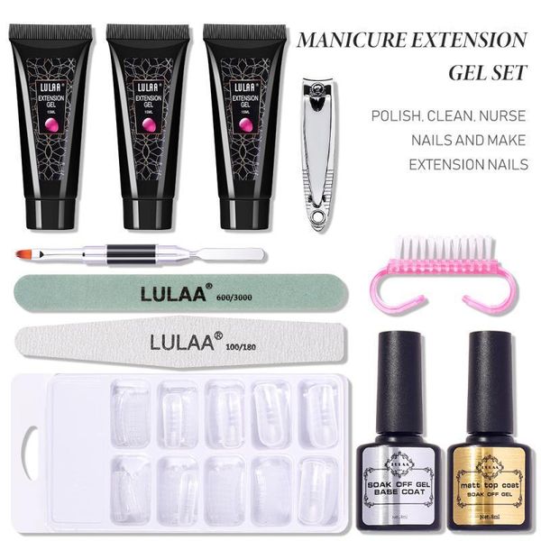 

manicure set uv gel nail kit acrylic nails art crystal quick building for extension with lamp1
