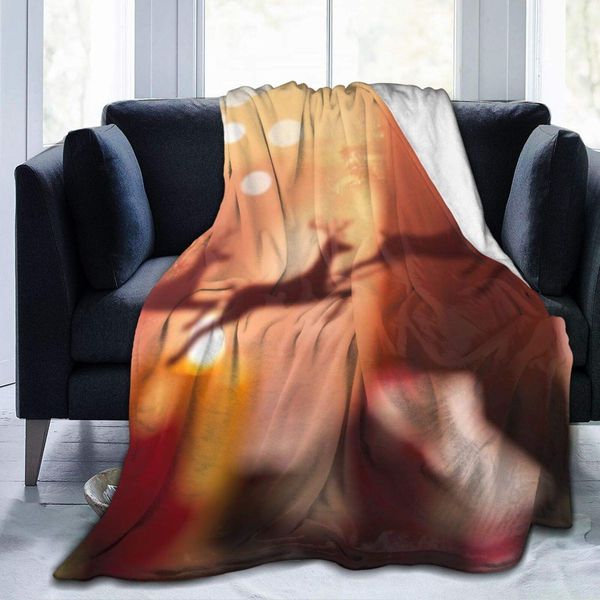 

blanket flannel fleece blanket silhouette of santa claus and reindeer against christmas tree and christmas stocking lightweight