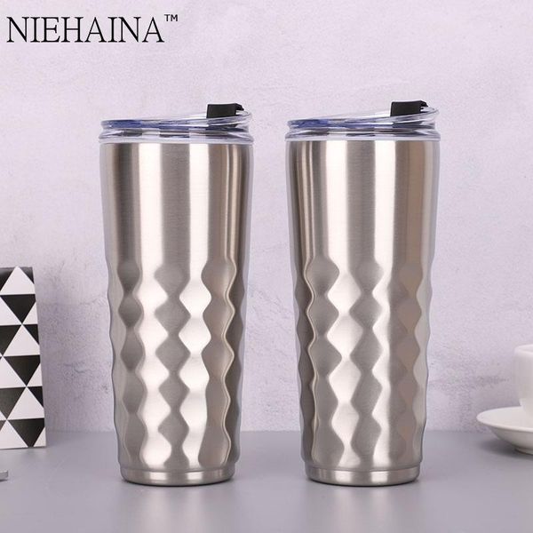 

890ml silver diamond car cup ice tyrant 304 stainless steel thermo travel coffee mug water bottle for gift 1pcs bottles