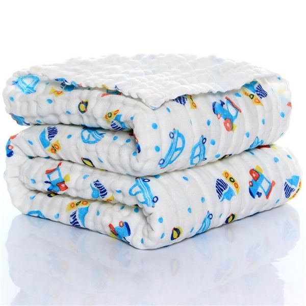 Kids Musslin Algodão Sleepet Bath Towel 110x110cm Absorção de água forte 6 Camadas Baby Bedding 211105