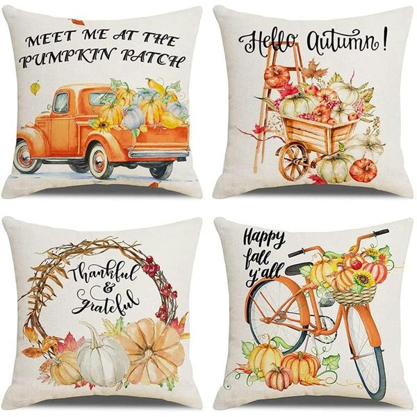 

pillow case xd-fall covers 18x18 set of 4, fall decorations for home farmhouse autumn decor throw pillows sofa couch
