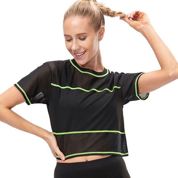 

running jerseys summer women loose short sleeve gym professional training t-shirt yoga wear mesh breathable quick dry sports, Black;blue