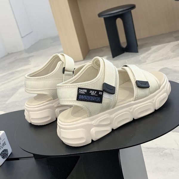 

women sandals platform flat open toe shoes casual hook & loop black chunky woman summer beach sandalias