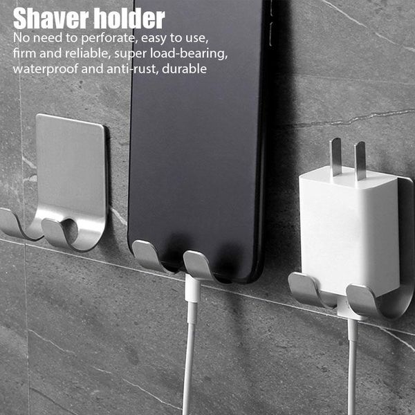 

1pc/2pc 304 stainless steel razor holder men shaving shaver shelf rack bathroom home viscose wall hooks hanger & rails