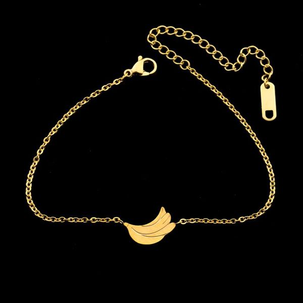 Großhandel 10 teile/los Edelstahl Minimal Banana Armbänder Für Frauen Kinder Schmuck Gold Farbe Dainty Fruit Armbandjes Dames Link, Kette