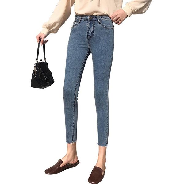 

women's jeans for women black high waist with large size k88, Blue