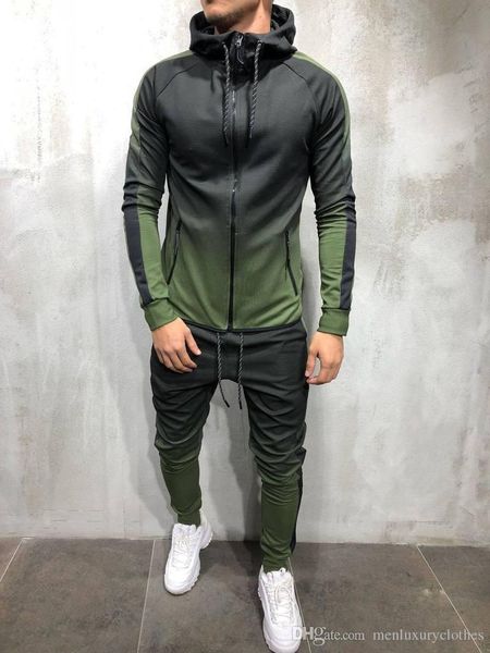

men's tracksuits fashion-mens fashion spring hiphop designer cardigan hoodies pants 2pcs clothing sets pantalones outfits s2tb, Gray