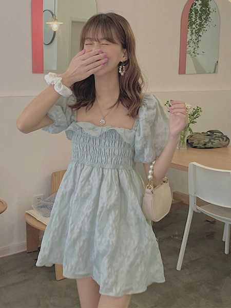 

2021 spring and summer bubble sleeve drs with one shoulder princs puffy skirt, Black;gray