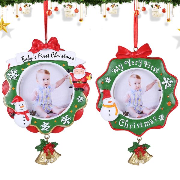 Crianças Natal Photo Frame Pingente Cross-fronteira Boneco de Neve Resina Decorações de Natal Feriado Bebê Bebê Xmas Presente XD24929