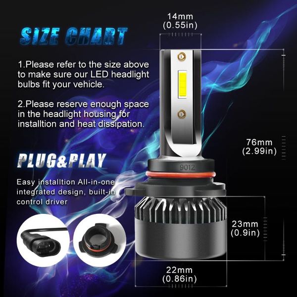 

car headlights 2pcs h7 h1 9005 9006 h8 h9 h11 h4 12v led 50w/bulb universal diode lamps 6000k lights for automobiles 10000lm bombil