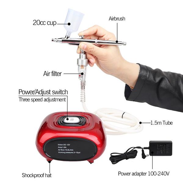 

professional spray guns dual action airbrush compressor kit gun air-brush paint sandblaster sandblast for art car model tattoo nail tools