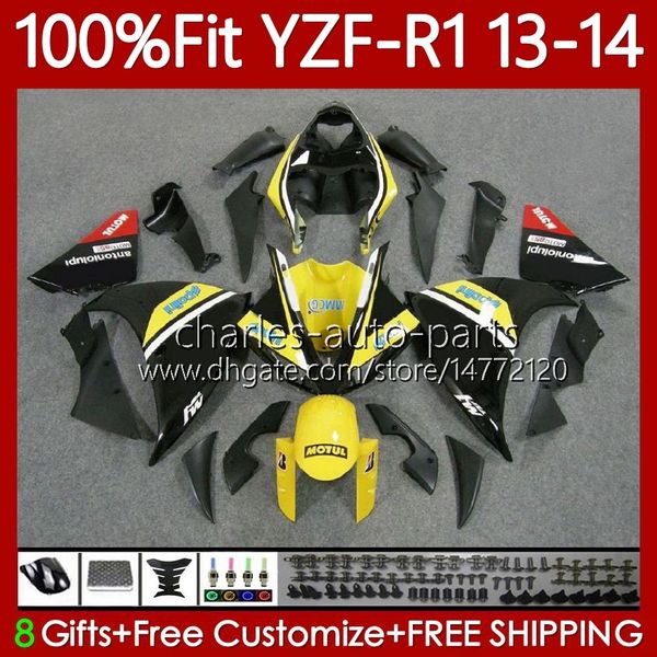 Carrozzeria per stampi a iniezione per YAMAHA YZF-R1 YZF R 1 1000CC YZF1000 13-14 Carrozzerie 97No.151 YZF Giallo nero R1 1000 CC 2013-2014 YZFR1 13 14 YZF-1000 2013 2014 Kit carenatura OEM