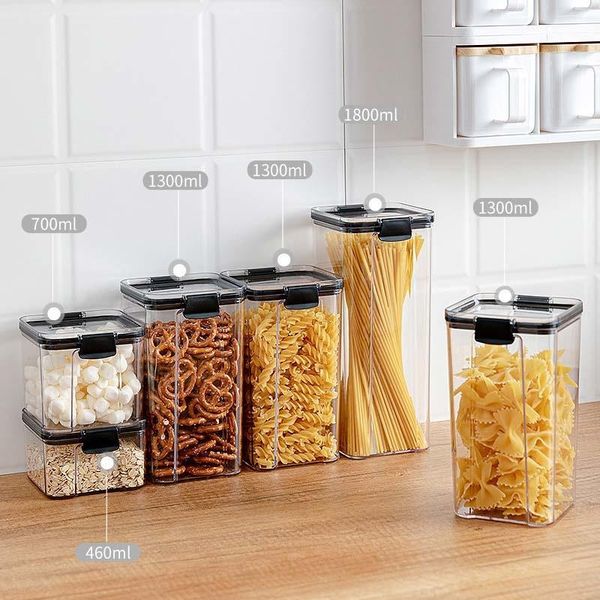 

storage bottles & jars 700ml transparent sealed jar plastic kitchen box nut coffee bean fresh-keep household grain