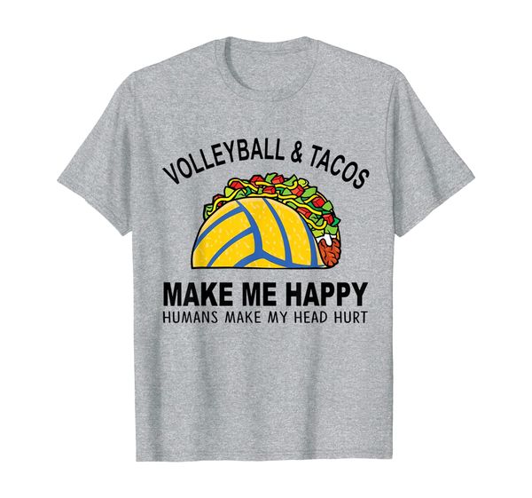 

volleyball and tacos make me happy t-shirt, White;black