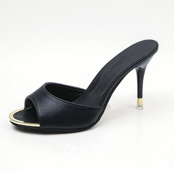 

slippers women high heels shoes arrival summer thin heel slides black comfortable sandals