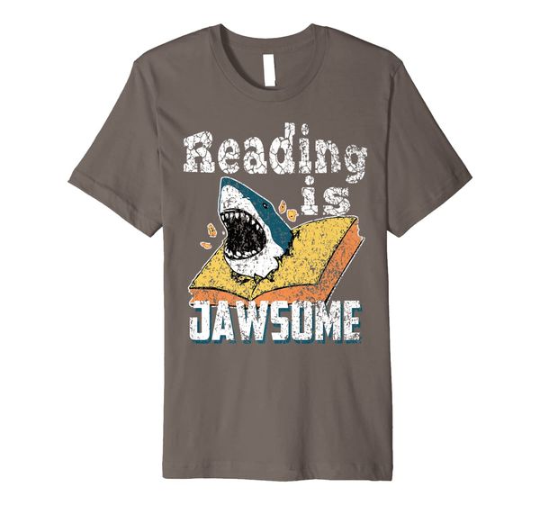 

funny cute teacher read books reading is jawsome shark shirt, White;black