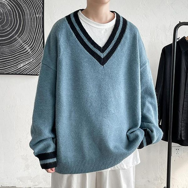 

men's sweaters 2021 men slim fit pullovers basic style v neck sweater cotton knitted jumpers solid male knitwear plus size 4xl 5xl, White;black