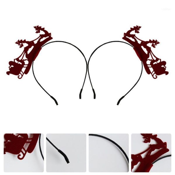 

christmas decorations 2pcs style hairbands girl's fawn hairhoops xmas party hair decors(red)1